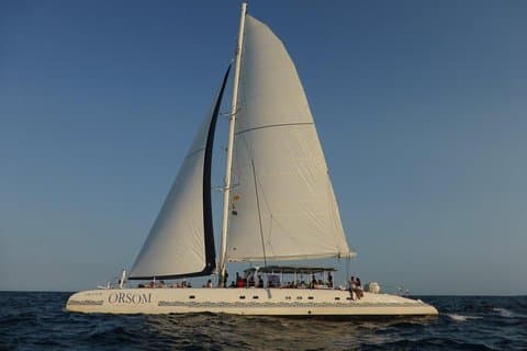 Catamaran sailing off the coast