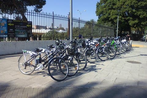 A grand variety of rental bikes.