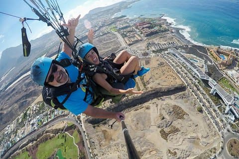 Paragliding tandem flight above Costa Adeje, Tenerife
