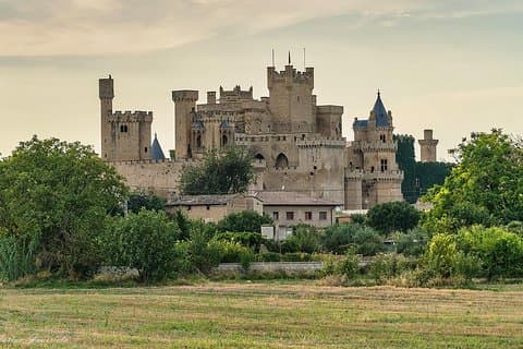 Olite Royal Palace and Ujue Monastery from Pamplona