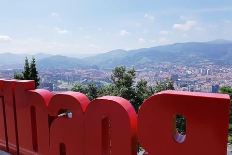 Views and railing of the Artxanda viewpoint.