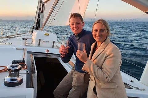Enjoy the best Sailing Experience in Barcelona and celebrate a special day on board a large and confortable 16 mts sailing boat.