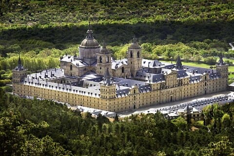 Panoramic view from afar towards the Escorial Monastery
