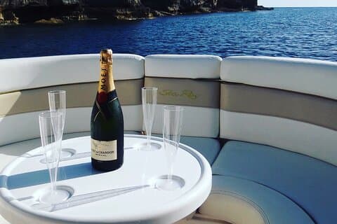 Sunset on a yacht with cava