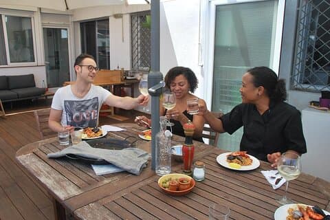 Market Tour & Paella or Fideua Cooking in Nicole's Barcelona Home