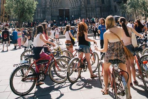 Barcelona Bike Rental for Groups and Families with Map