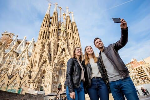Selfie in Nativity Façade of the Sagrada Família
