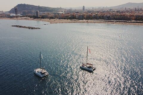 Catamaran ride in Barcelona at sunset