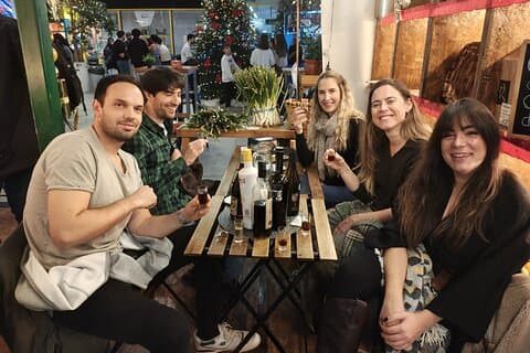 Group tasting some of Madrid's finest vermouth.
