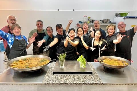 Paella cooking class - Local Market tour, Tapas & Wine