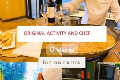 Madrid : Paella and Churros cooking class, ham and wines tasting