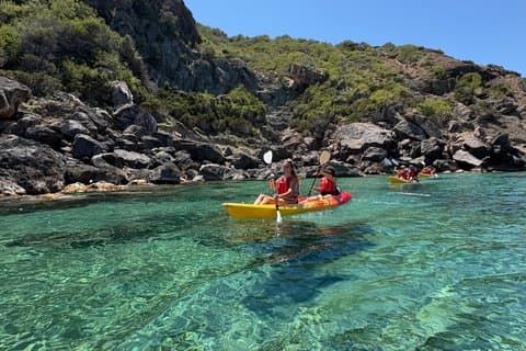 Kayak & Snorkeling in crystal waters, sea caves, Ibiza, Spain