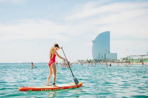 Paddle Surfing in Barcelona