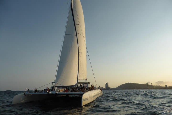 Catamaran sailing off the coast