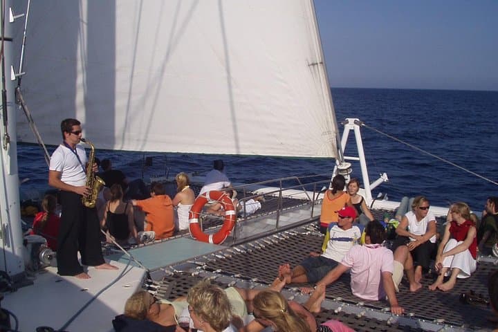 Catamaran sailing off the coast