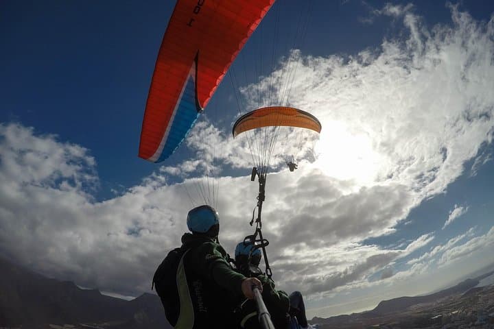 Paragliding tandem flight above Costa Adeje, Tenerife