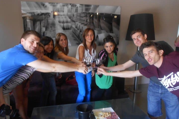 A toast in the tasting room of a wonderful winery.