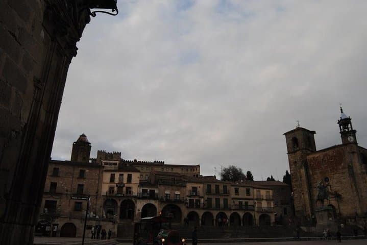 In the main square of a medieval town.