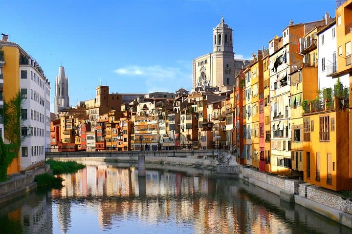 Old town architecture along the Onyar River in Girona