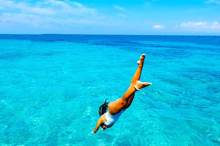 Jump into crystal clear water