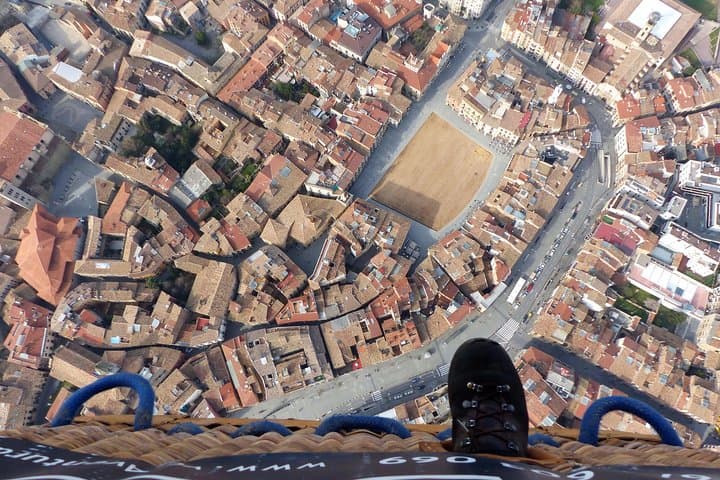 flying over the old town centre
