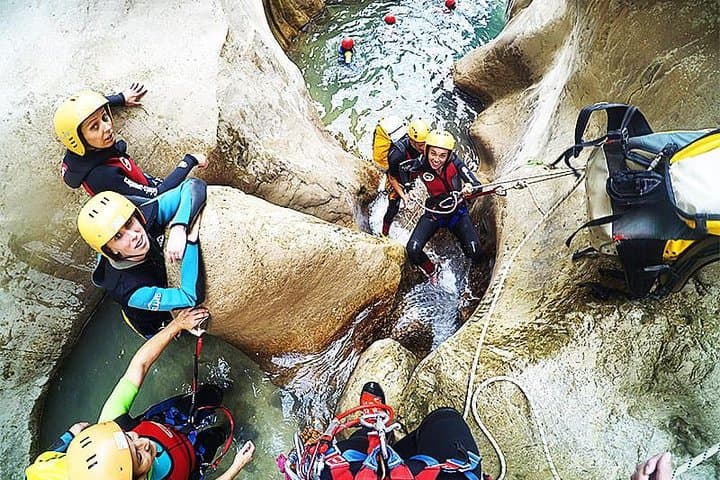 Aquatic canyoning near Benidorm. Estret de les Penyes Bollulla