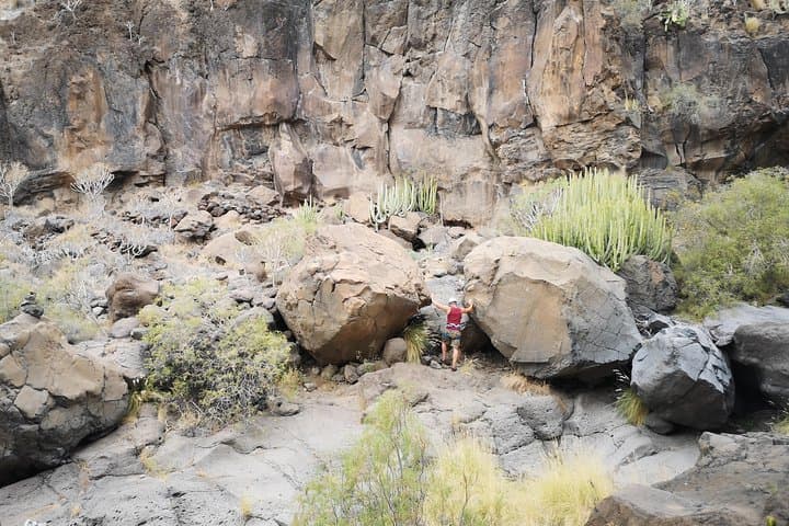 Rock climbing in natural space.