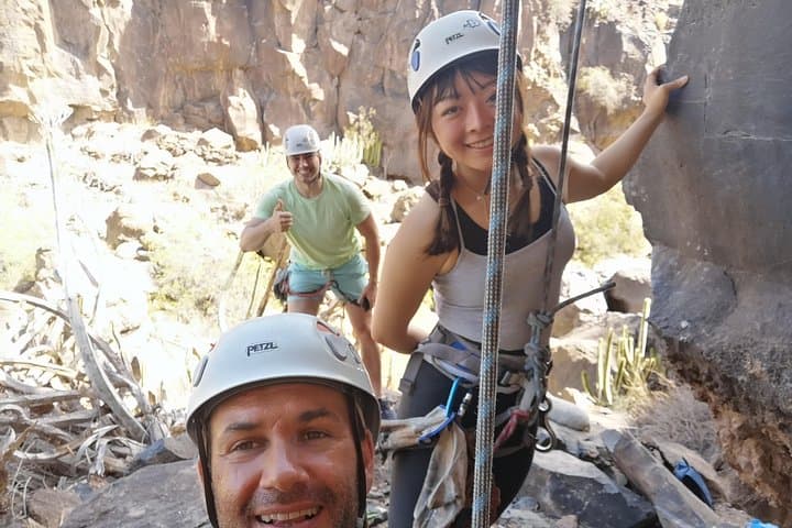 Rock climbing in natural space.