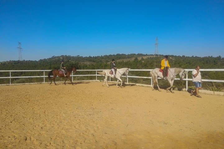 Start of the horse ride inside the equestrian center