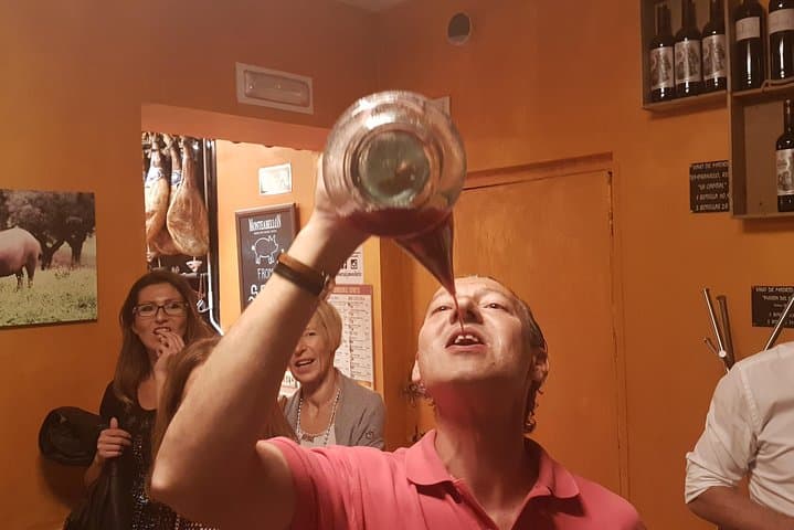 Drinking Sangria from Porrón