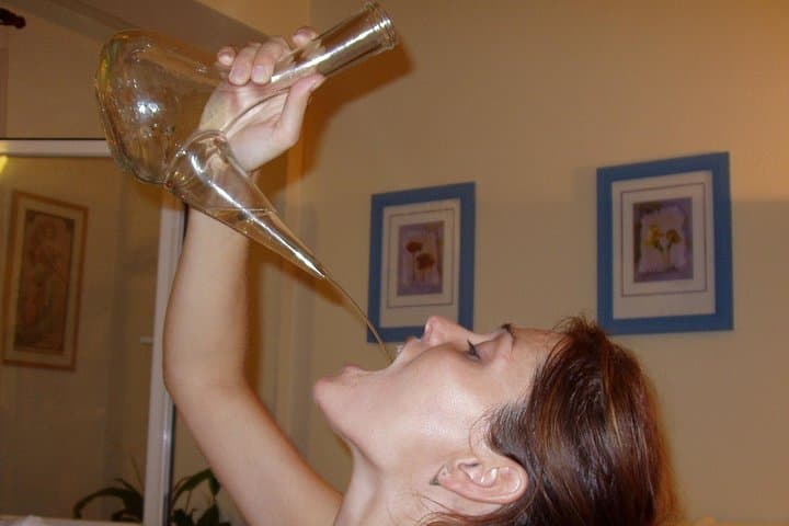Having fun drinking wine!