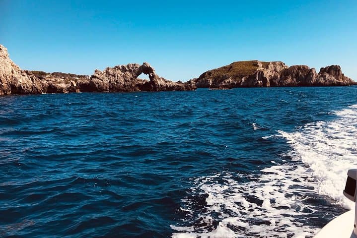 Crocodile head of the Malgrat archipelago protruding from the sea