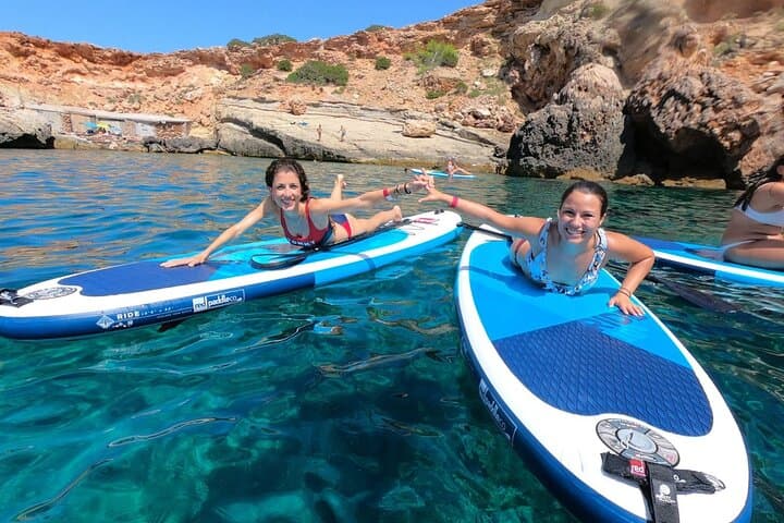 Friends having fun on vacation in Ibiza