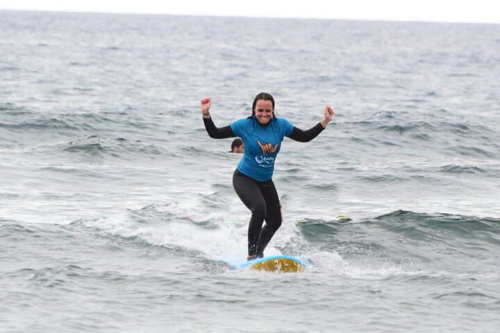 Group Surf Class in Playa de Las Américas with Photographs