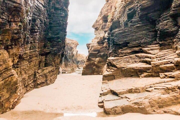 Natural formations at Playa de las Catedrals at low tide