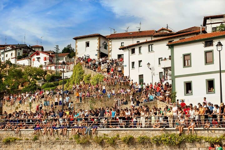 Getxo: Suspension Bridge, Cruise ships, and Old Port.
