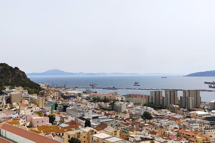 Gibraltar city with Africa in the background