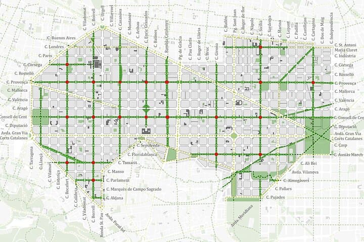 Map of Superblocks planned in Barcelona