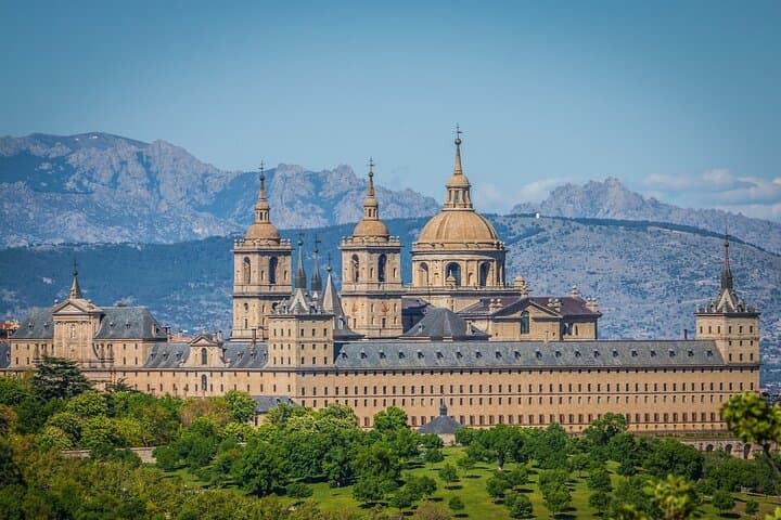 Panoramic view from afar towards the Escorial Monastery