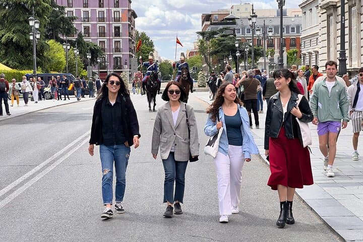 Group strolling through Madrid