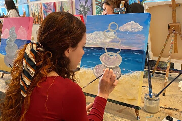 Paint & Wine Workshop in an Art Studio in Barcelona