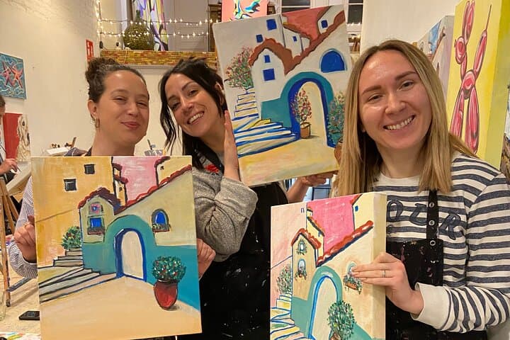 Paint & Wine Workshop in an Art Studio in Barcelona