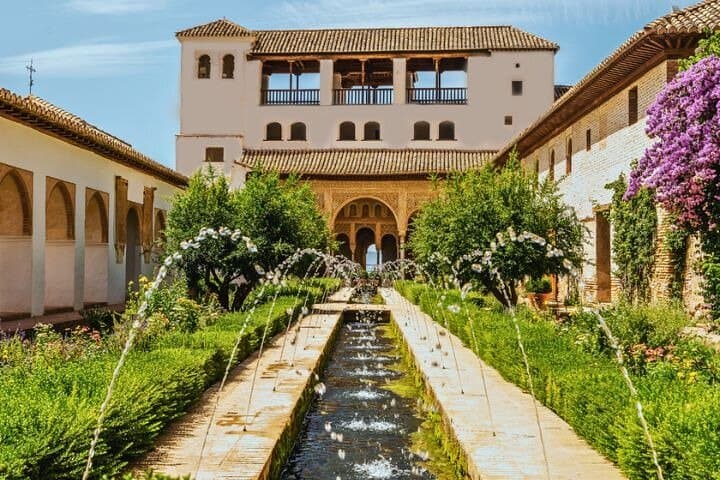 Generalife Palace. Patio de la Acequía in the Alhambra in Granada.