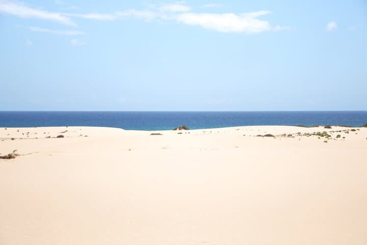 The intense blue of the ocean seen from the “Corralejo Dunes”