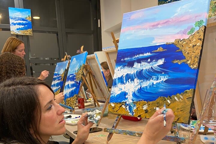 Paint & Wine Workshop in an Art Studio in Barcelona