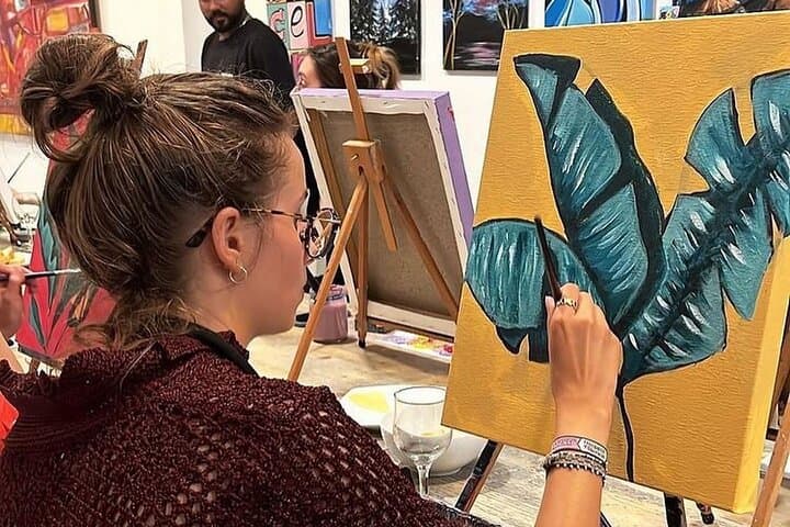 Paint & Wine Workshop in an Art Studio in Barcelona