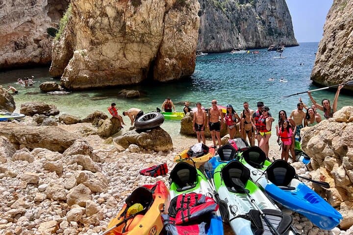 Kayak Javea Guided Cala Granadella, llop marí cave, cala en caló