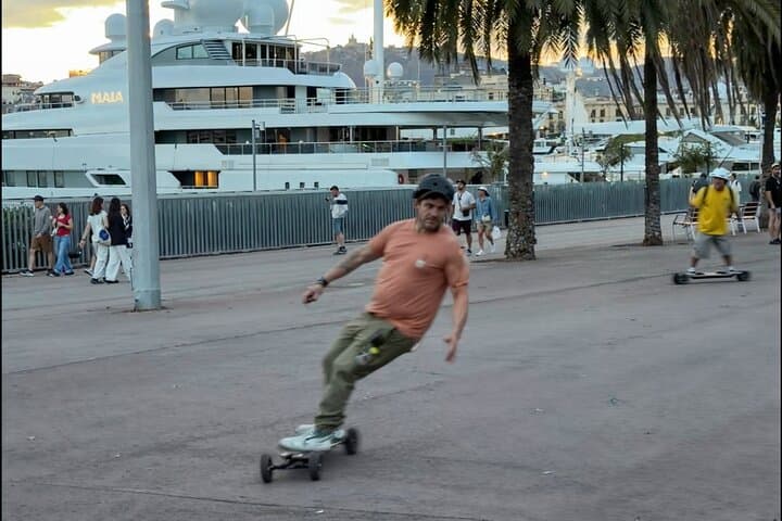 enjoying electric skate in Barcelona