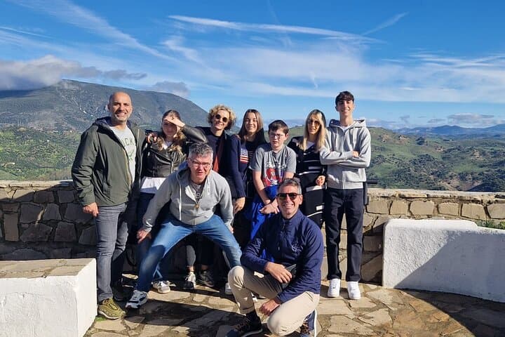 Group posing from the Zahara de la Sierra viewpoint.