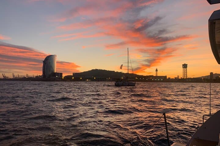 skyline at sunset in Barcelona